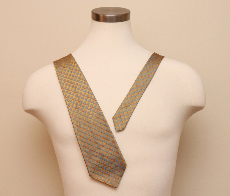 Vintage gold, blue, and orange diamond necktie image 1