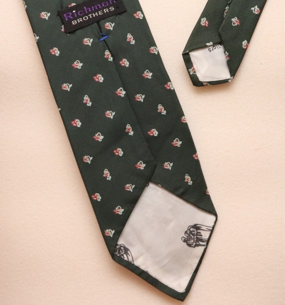 Vintage green floral silk necktie/ Richman Brothe… - image 5