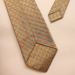 Vintage gold, blue, and orange diamond necktie image 4