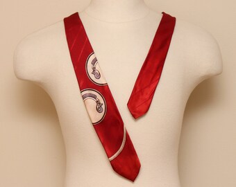 Vintage 1950s red diagonal stripe frame necktie