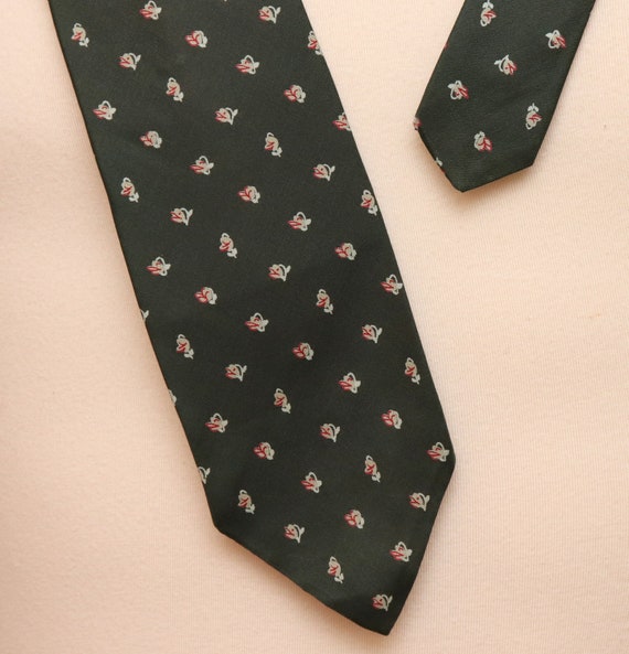 Vintage green floral silk necktie/ Richman Brothe… - image 2