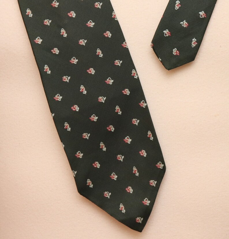 Vintage green floral silk necktie/ Richman Brothers image 2