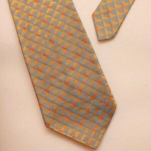 Vintage gold, blue, and orange diamond necktie image 2