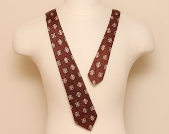 Vintage 1950-60s brown patchwork necktie / Wembley