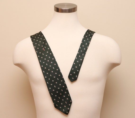 Vintage green floral silk necktie/ Richman Brothe… - image 1