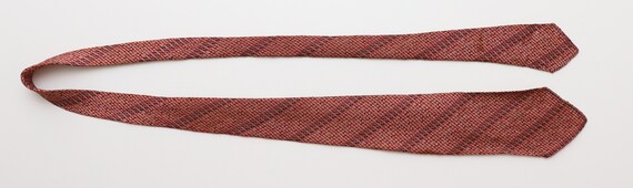 Vintage red, black, tan stripe textured necktie - image 4