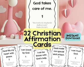 Christian Affirmation Cards for Kids and Adults Bible Verse Cards Positive Affirmations Daily Scripture Encouragement Printables