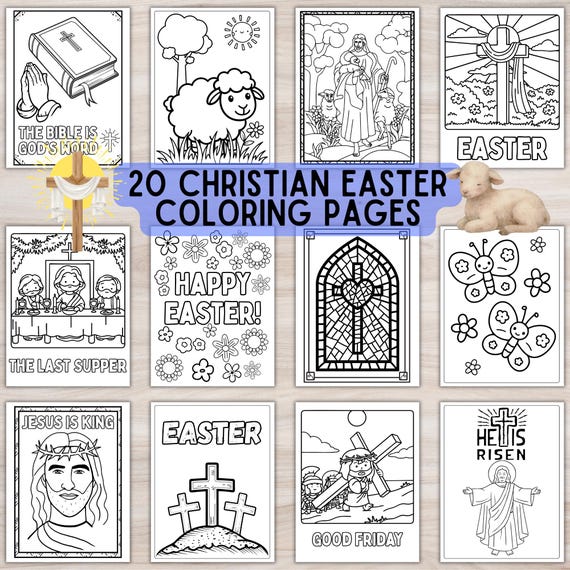 Christian Easter Coloring Pages for Kids Printable Religious Easter Activity Pack Bible Resurrection Sunday School Coloring Sheets