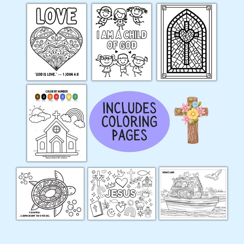 Christian Activity Packet Printable for Kids 20 Page Bible Activity ...