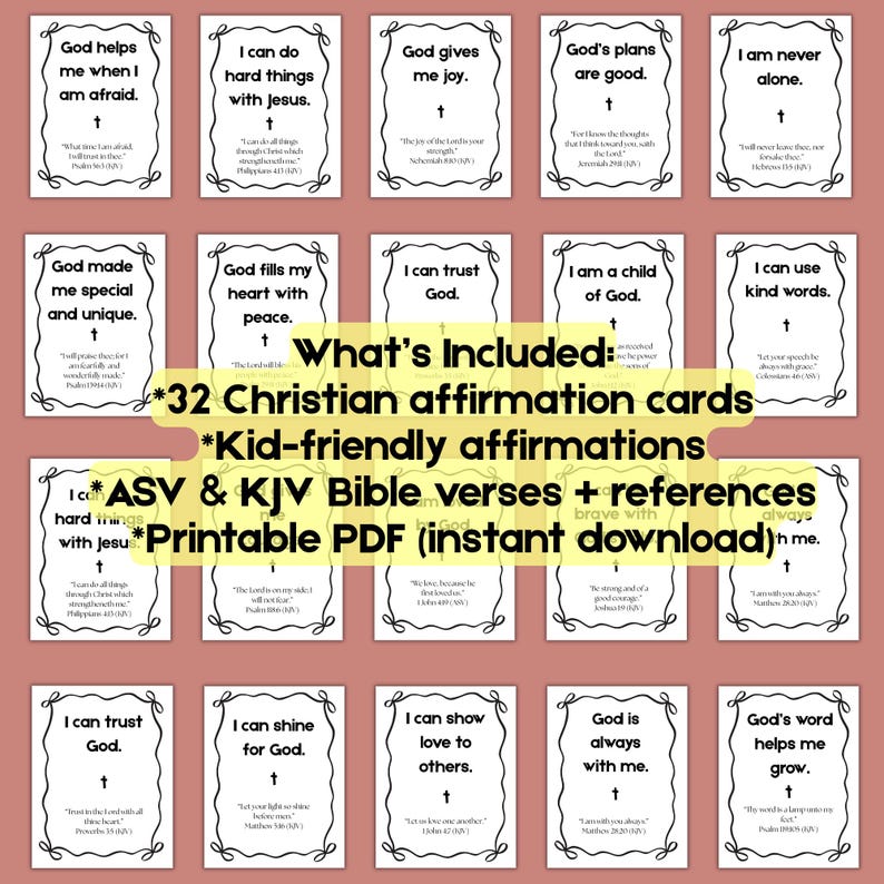 Christian Affirmation Cards for Kids and Adults Bible Verse Cards ...