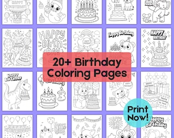 Birthday Coloring Sheets for Kids Printable Birthday Coloring Pages Birthday Party Activity Bday Party Games Kids Birthday Worksheet Station