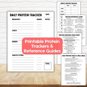 Protein Tracker Druckbare Tägliche & Wöchentliche Proteinaufnahme Protein Referenzanleitung Protein Portionen Blatt und Ideen für Proteinreiche Snacks
