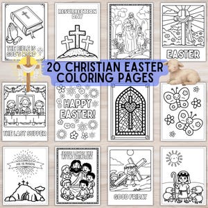 Christian Easter Coloring Pages for Kids Religious Easter Printable Color Pack Bible Resurrection Sunday School Coloring Sheets