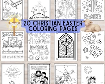 Christian Easter Coloring Pages for Kids Religious Easter Printable Color Pack Bible Resurrection Sunday School Coloring Sheets