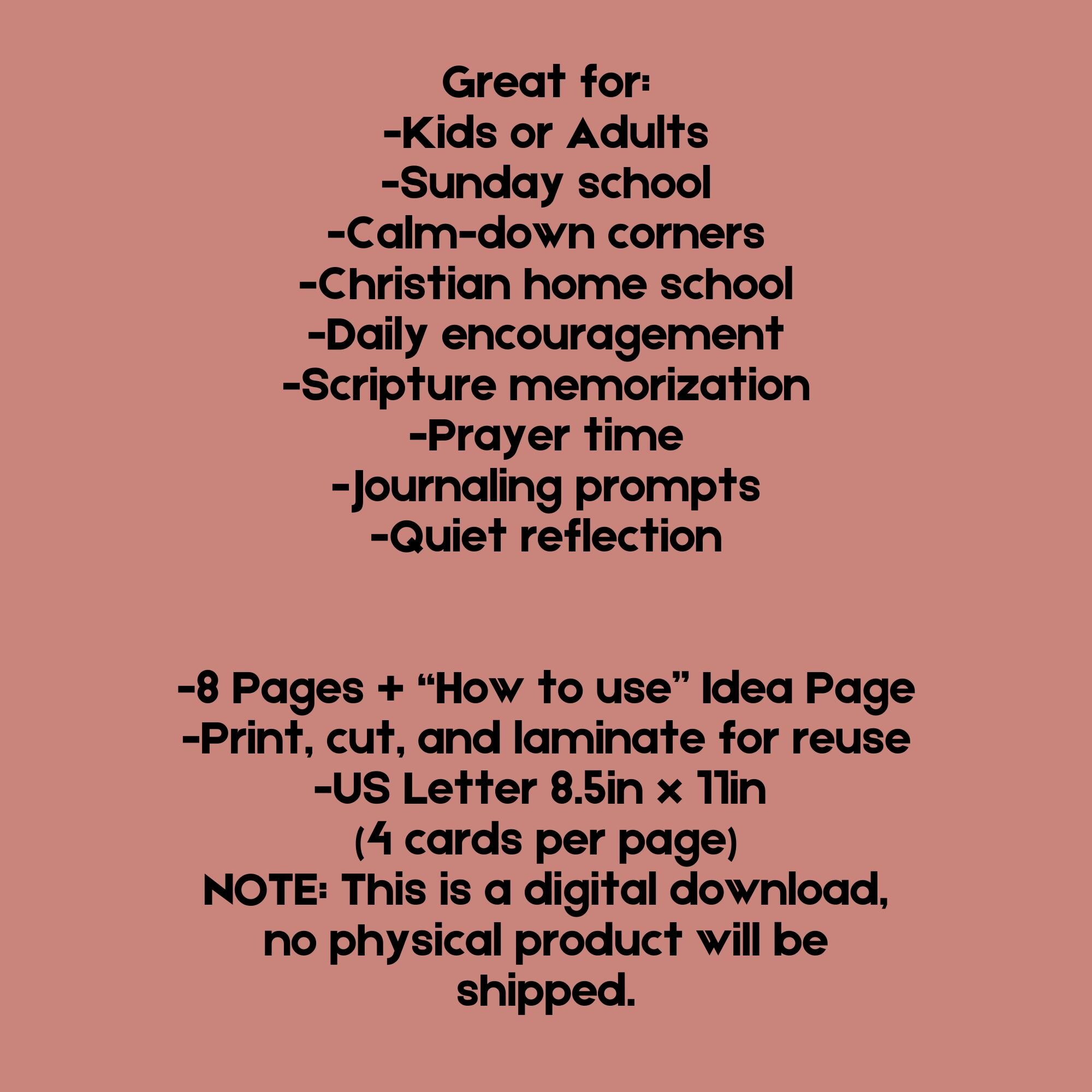 Christian Affirmation Cards for Kids and Adults Bible Verse Cards ...