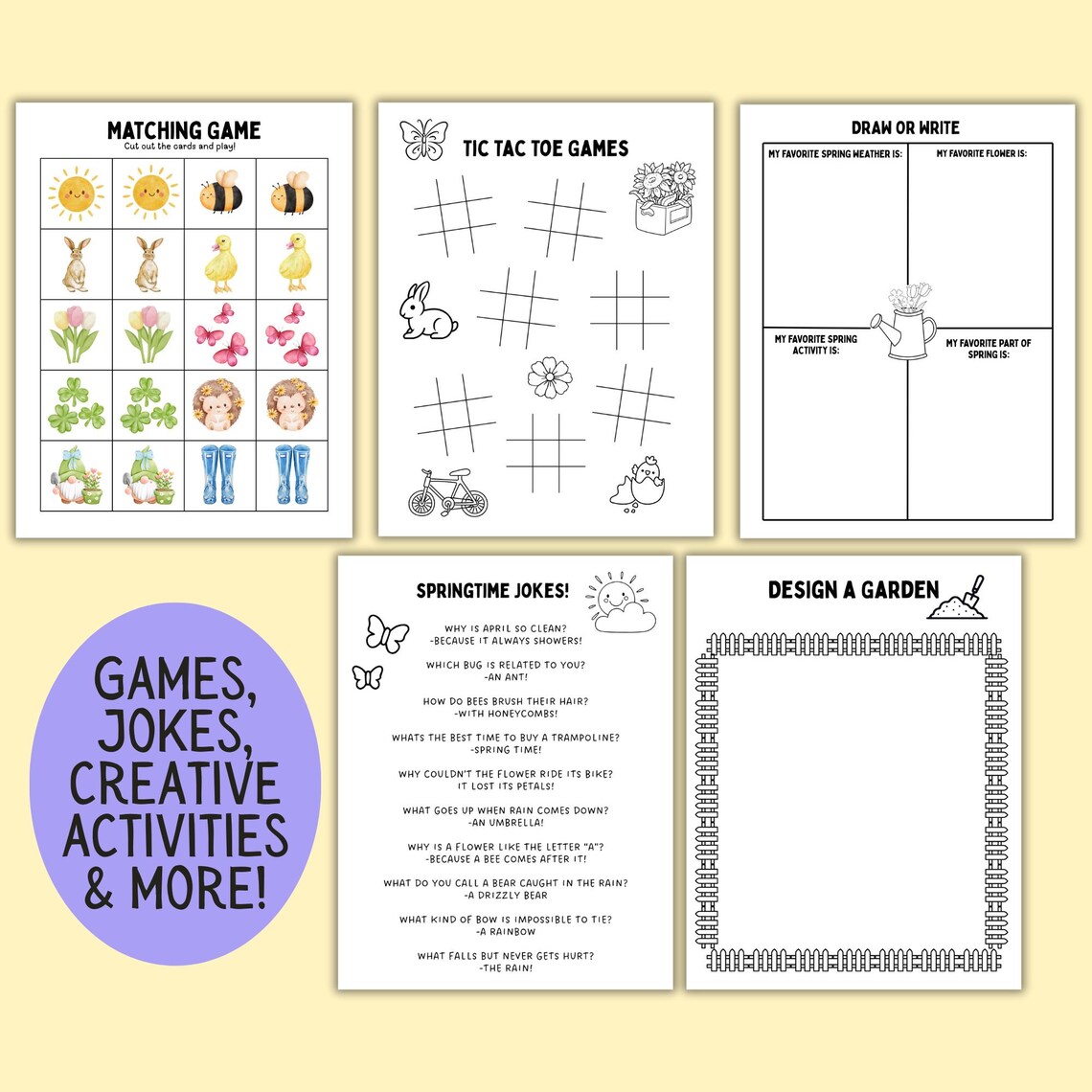 Spring Activity Pack for Kids Spring Coloring Pages, Wordsearch ...