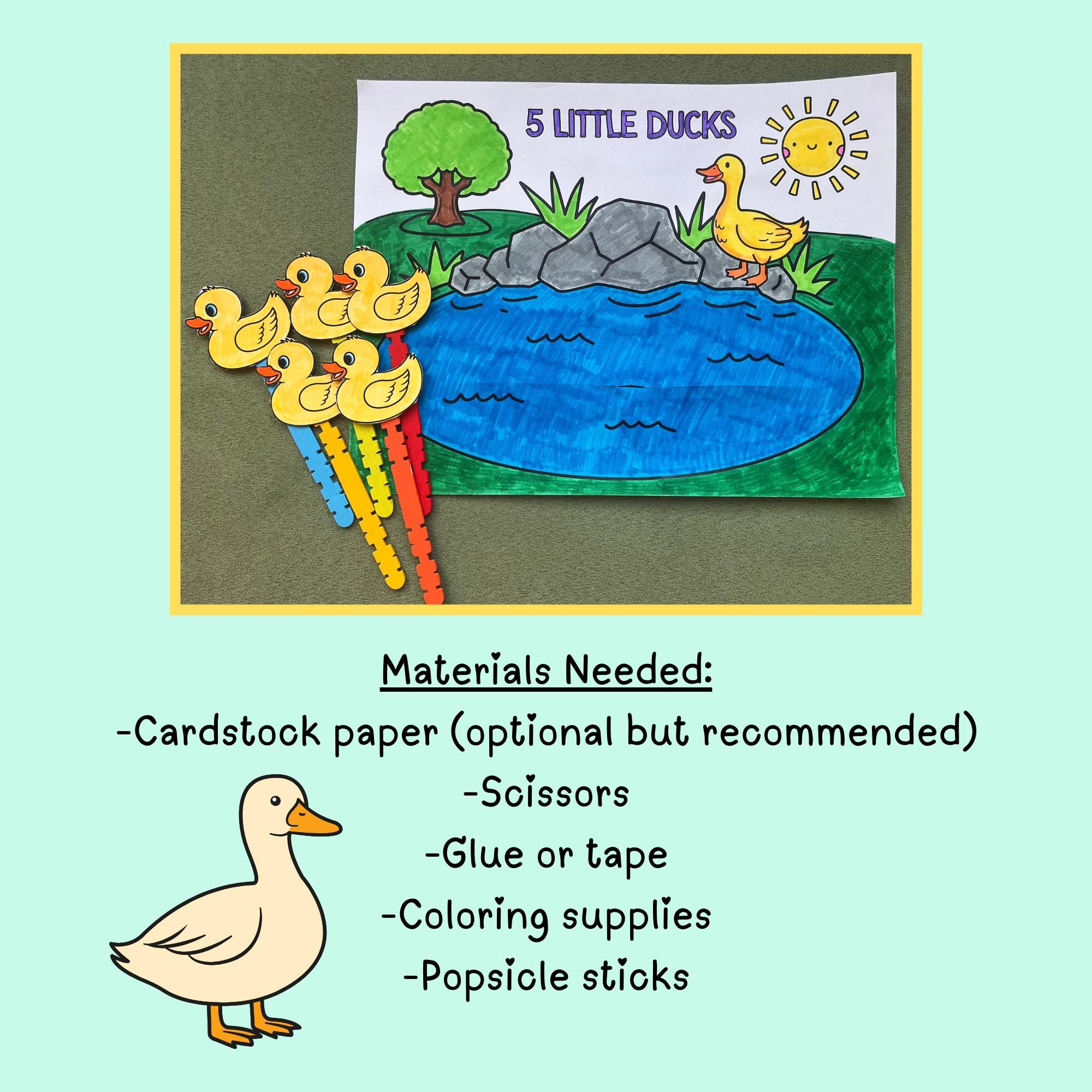 Toddler Printable Craft Five Little Ducks Nursery Rhyme Preschool ...