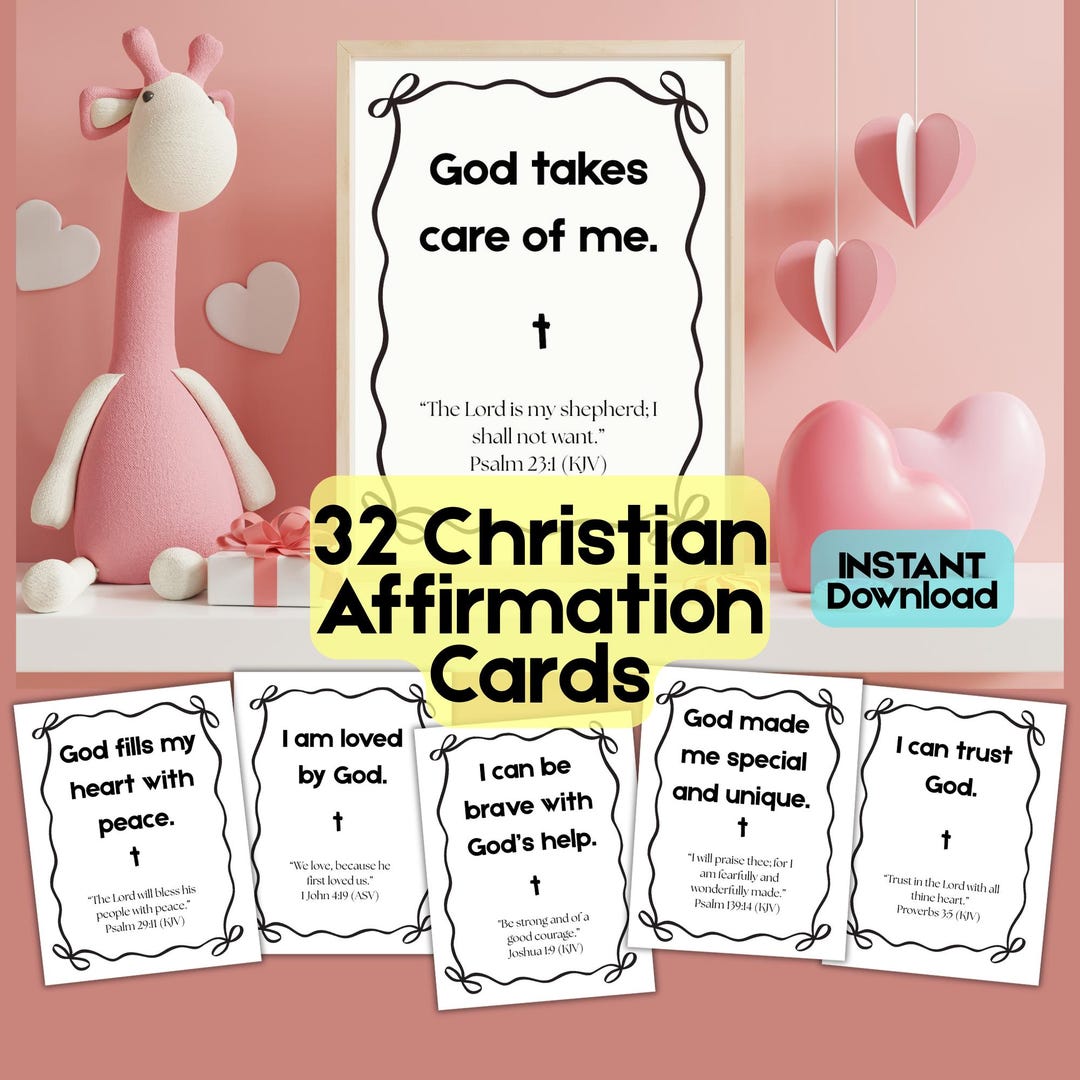 Christian Affirmation Cards for Kids and Adults Bible Verse Cards ...