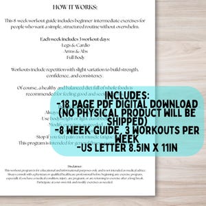Anfänger Workout Anleitung 8-Wochen-Trainingsplan für Anfänger und Fortgeschrittene Zuhause Übungsanleitung Einfache Workouts für geschäftige Mütter zum Ausdrucken Bild 7