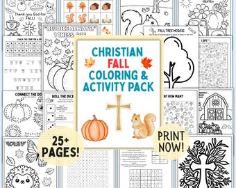 Christian Fall Activity Pack for Kids Bible Autumn Worksheets Christian Printable Activity Book Fall Sunday School Pages