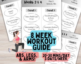 Anfänger Workout Anleitung 8-Wochen-Trainingsplan für Anfänger und Fortgeschrittene Zuhause Übungsanleitung Einfache Workouts für geschäftige Mütter zum Ausdrucken