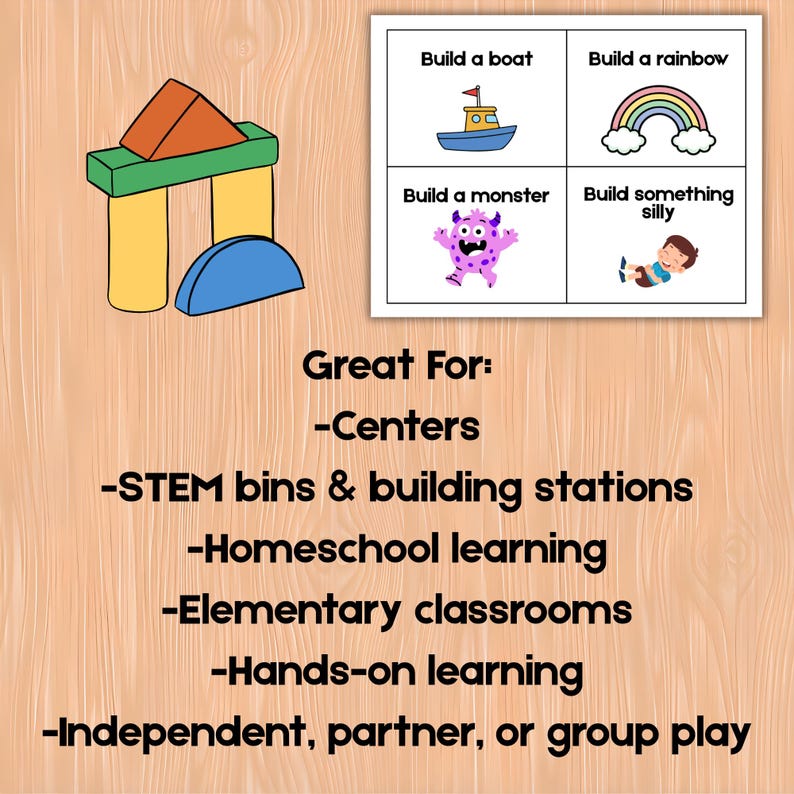 Building Block Challenge Cards for Kids STEM Activities Magnetic Tile ...