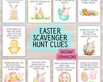 Printable Easter Scavenger Hunt Clues for Kids 12 Indoor Easter Basket ...