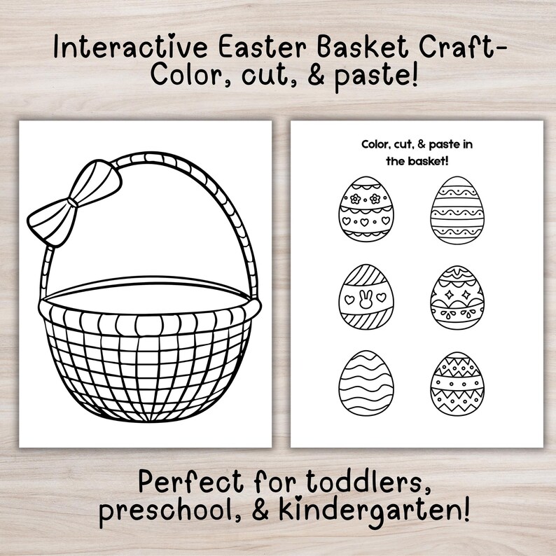 Easter Basket Craft Printable for Kids Cut and Paste Easter Coloring ...
