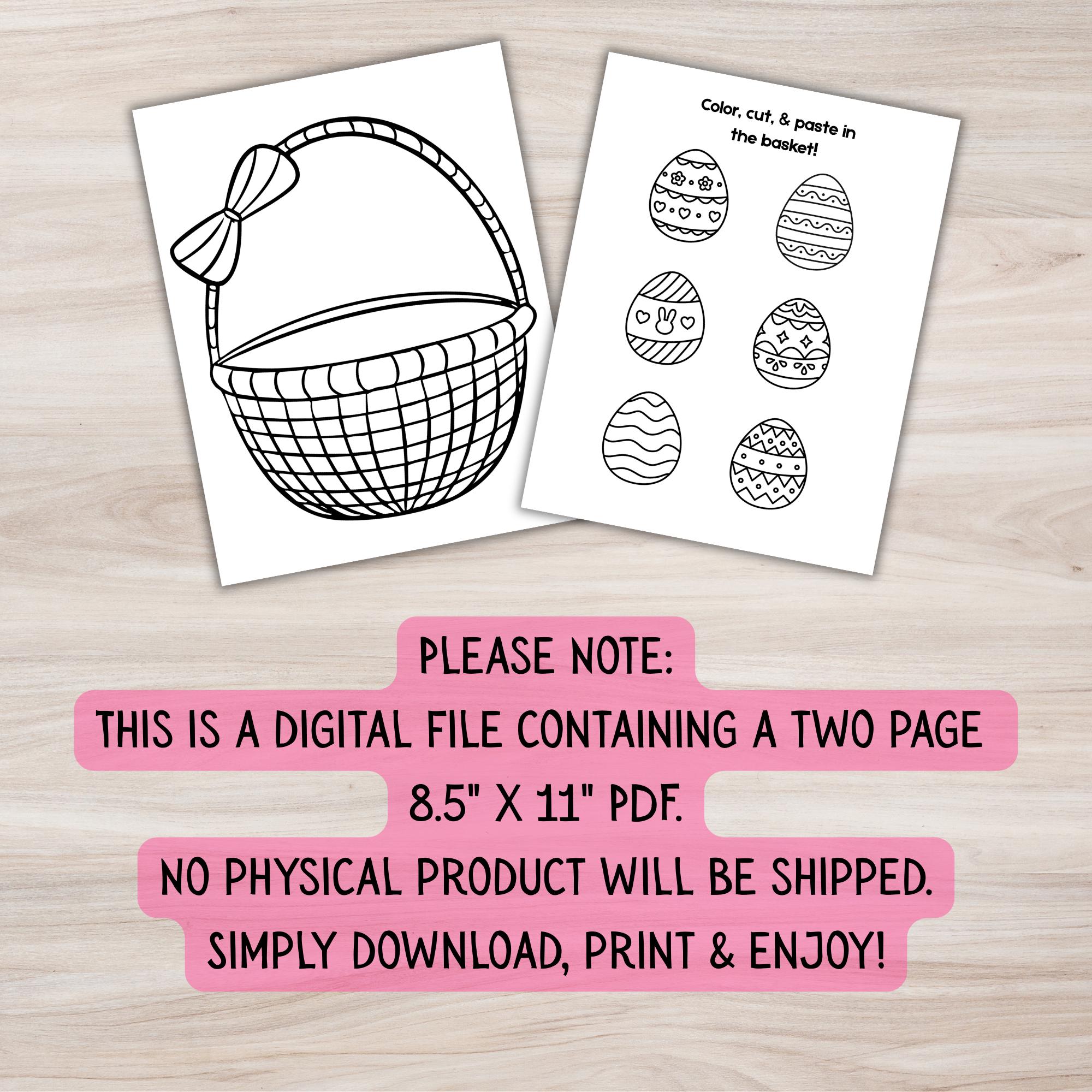 Easter Basket Craft Printable for Kids Cut and Paste Easter Coloring ...