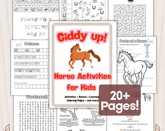Cowgirl Arbeitsblätter zum Ausdrucken - Pferde Aktivitäten für Kinder - Cowgirl Party Ausdruckbare Pferdelager Arbeitsblätter - Cowgirl Geburtstag