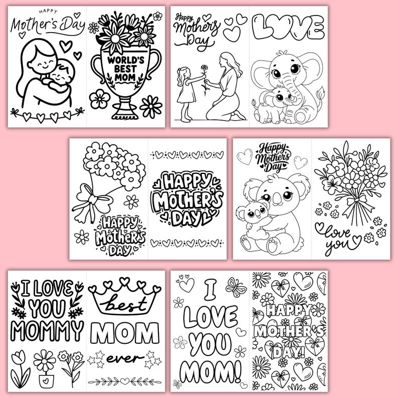 Mother’s Day Coloring Pages for Kids Printable Mom Coloring Sheets DIY Gift for Mom from Kids Mother's Day Classroom Activity image 4