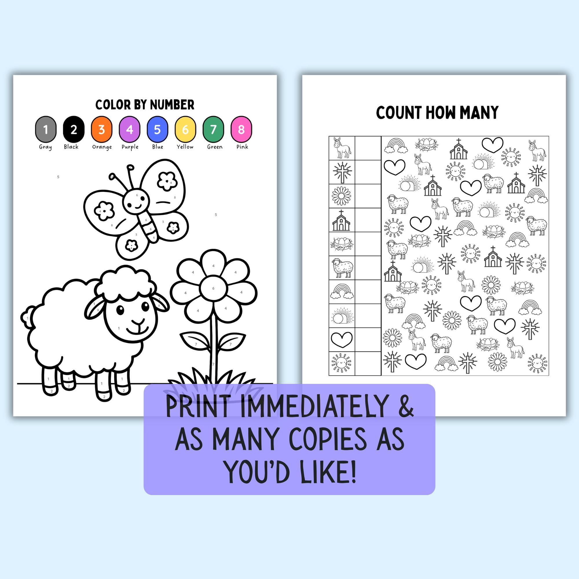 Christian Easter Activity Pack Printable for Kids 20 Page Resurrection ...
