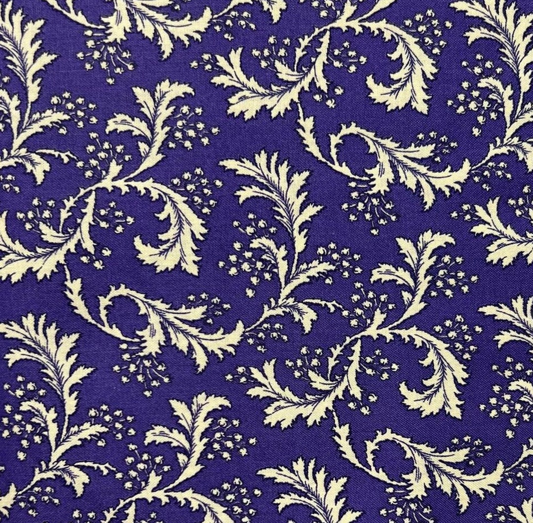 Purple Feather and Small Leave Design Cotton Fabric by the Half and ...