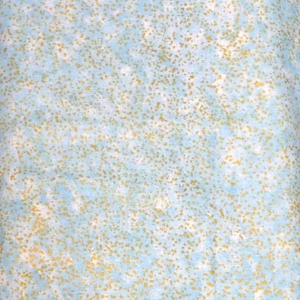 Gold flecks on blue background cotton fabric half and full yard lengths