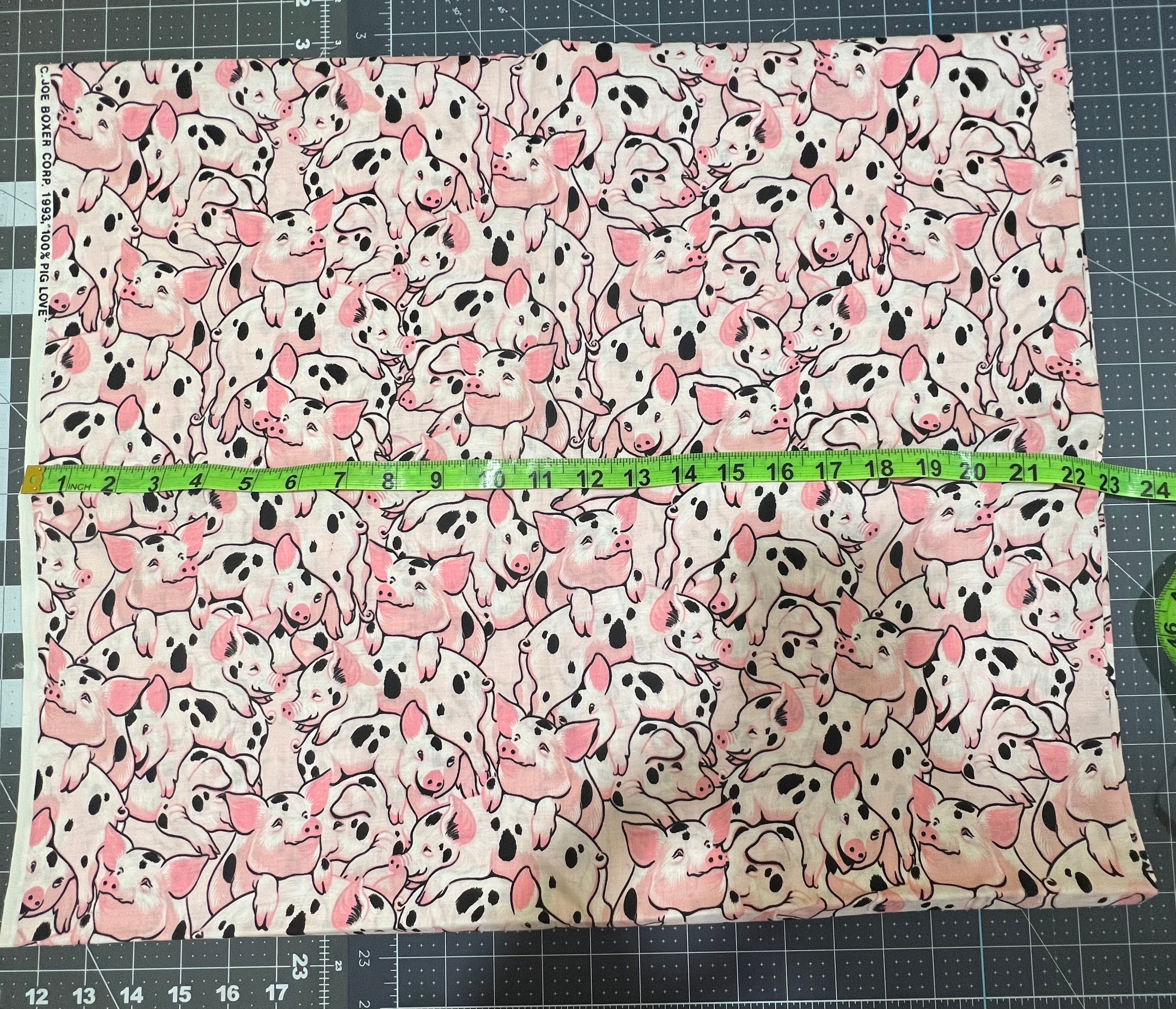 Vintage Light Pink Pig Fabric Etsy