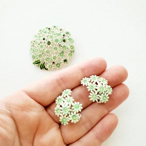 1960s Vintage, Hydrangea Brooch and Clip on Earring Jewelry Set