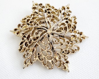 Vintage jaren 1950 Gerry's GoldTone Six Point Snowflake Star Broche Pin