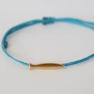 Bracelet à breloques poisson en or : bijoux d&#39;amitié ajustables avec cordon de cire