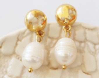 Simple Baroque Pearl Earrings,Pearl Drop Earrings ,Vintage Style Earrings ,Pearl Jewelry, Anniversary Gift,valentine gift, mothers day gift
