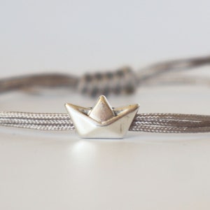 Tiny origami paper boat adjustable friendship bracelet, minimalist bracelet ,trendy dainty bracelet,charm bracelet