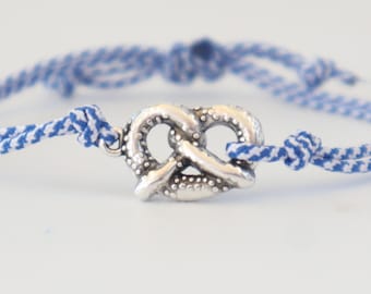 Oktoberfest Bracelet with Pretzel Charm - Adjustable Bronze or Silver bracelet