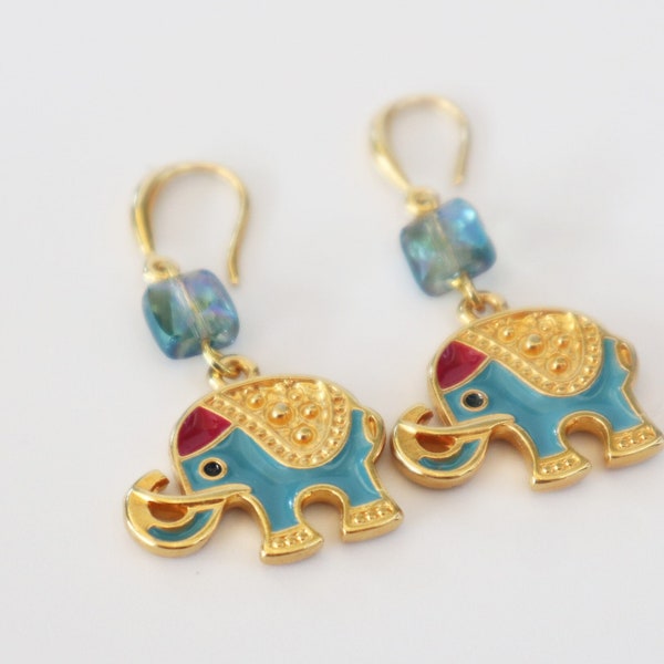 Bohemian Long elephant Earrings,Ethnic Style Long Dangle Earrings,gift for her