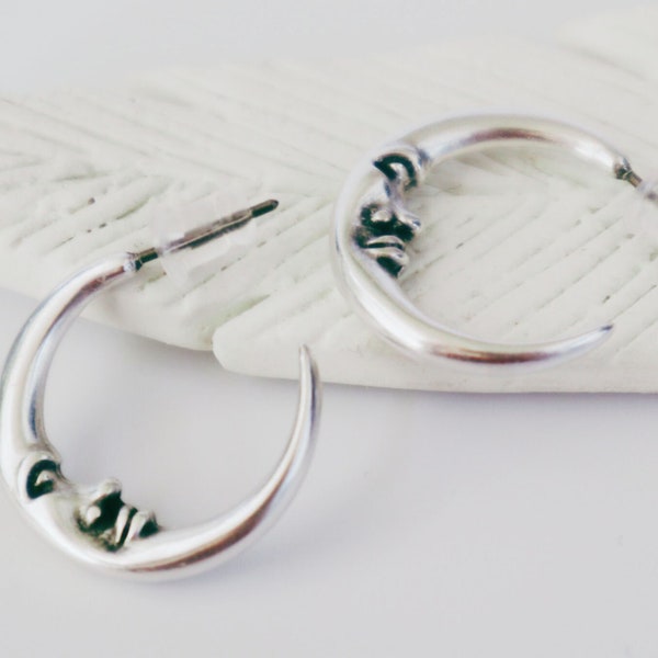 Half Moon hoop earrings with titanium pin, gift for her weird hoop earrings,Minimalist earrings, Mother's Day Gift