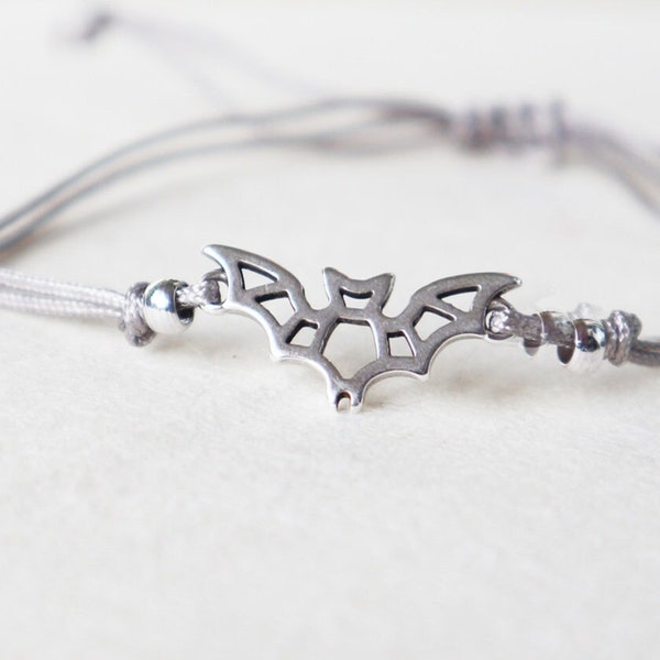 Bat Bracelet ,friendship adjustable dainty bracelet ,Halloween gift, macramé bracelet,