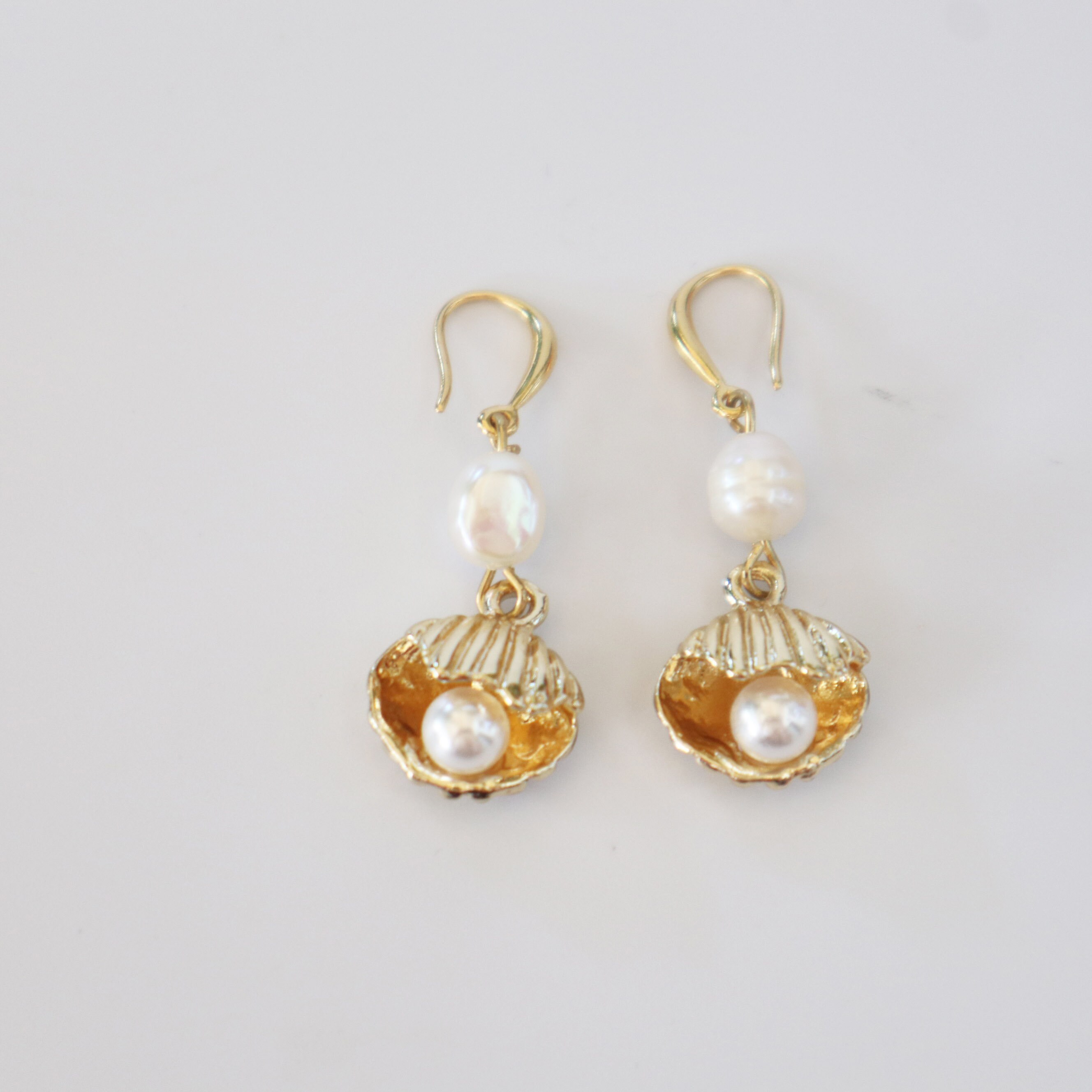 Long Oyster Baroque Pearl Drop Earrings: 24k Gold Plated - Etsy