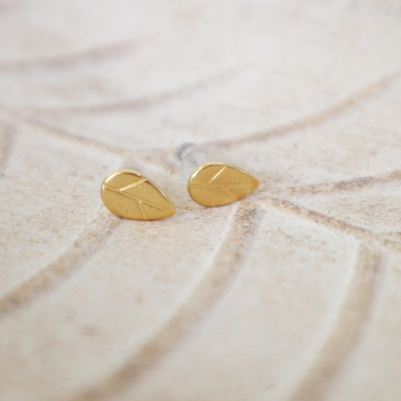 Elegant Leaf With Titanium Pin Stud Earringstiny Stud - Etsy