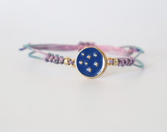 Celestial Moon and Stars Charm Bracelet – 24K Gold Plated or Silver Plated - Adjustable Cord -