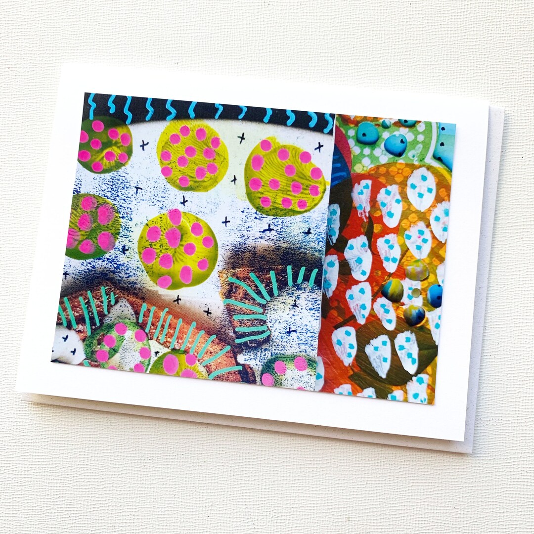 Collage Blank Note Card, Abstract Design Notecard, Collage Friend Gift ...