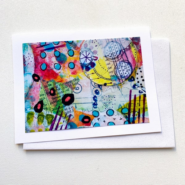 Collage Card Blank Inside, Handmade Collage Notecard, Collage Friend Gift Card for Her