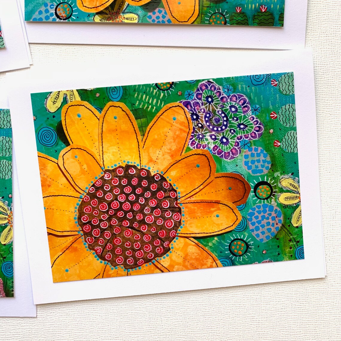 Sunflower Art Cards, Sunflower Card Set, Handmade Blank Greeting Cards ...